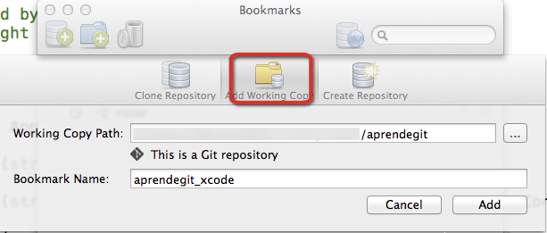 Añadiendo repositorio XCode a SourceTree paso 2